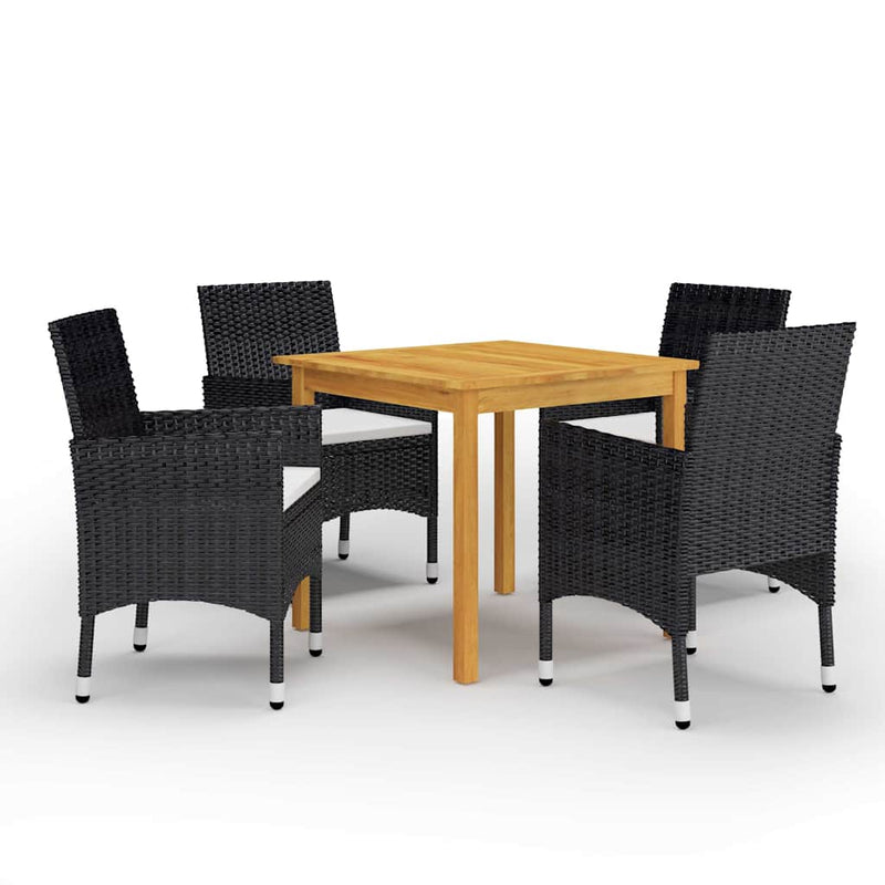 Set mobilier de grădină, 5 piese, negru