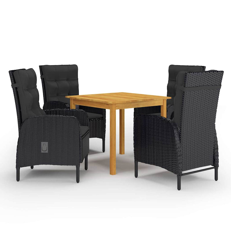 Set mobilier de grădină, 5 piese, negru
