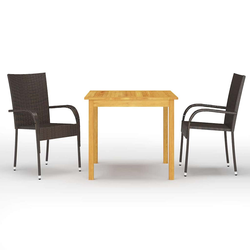 Set mobilier de grădină, 3 piese, maro