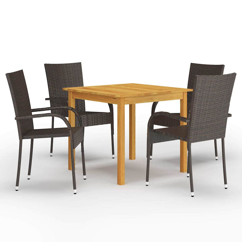 Set mobilier de grădină, 5 piese, maro