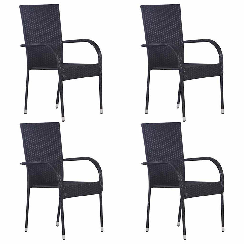 Set mobilier de grădină, 5 piese, negru