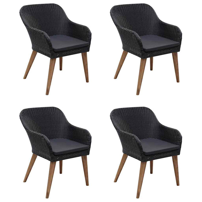 Set mobilier de grădină, 5 piese, negru