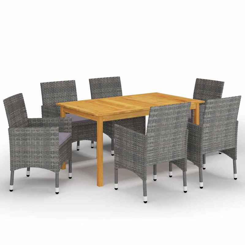 Set mobilier de grădină, 7 piese, gri
