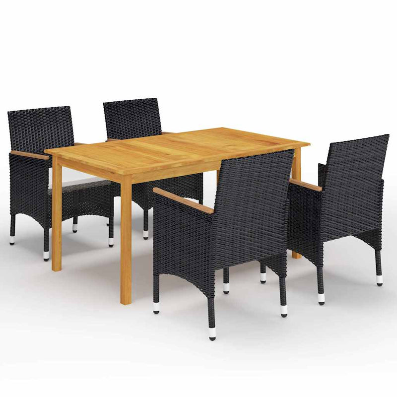 Set mobilier de grădină, 5 piese, negru