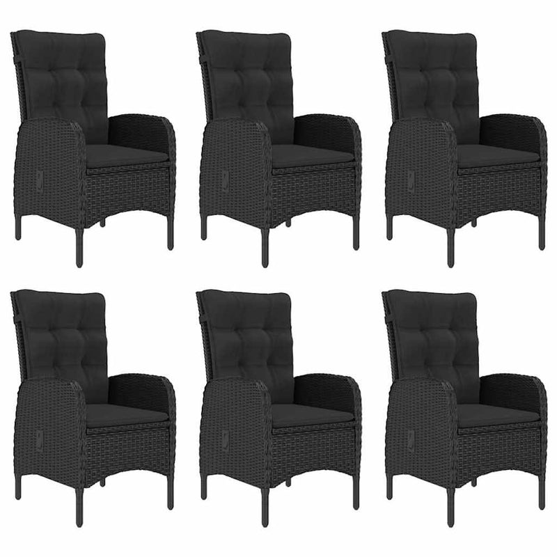 Set de masă pentru grădină, 7 piese, negru