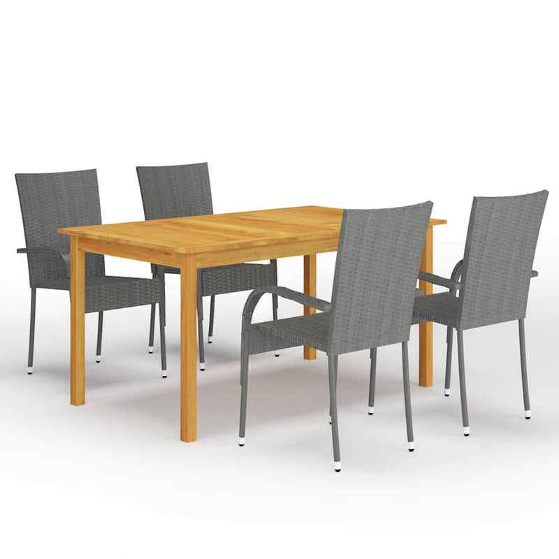 Set mobilier pentru grădină, 5 piese, gri