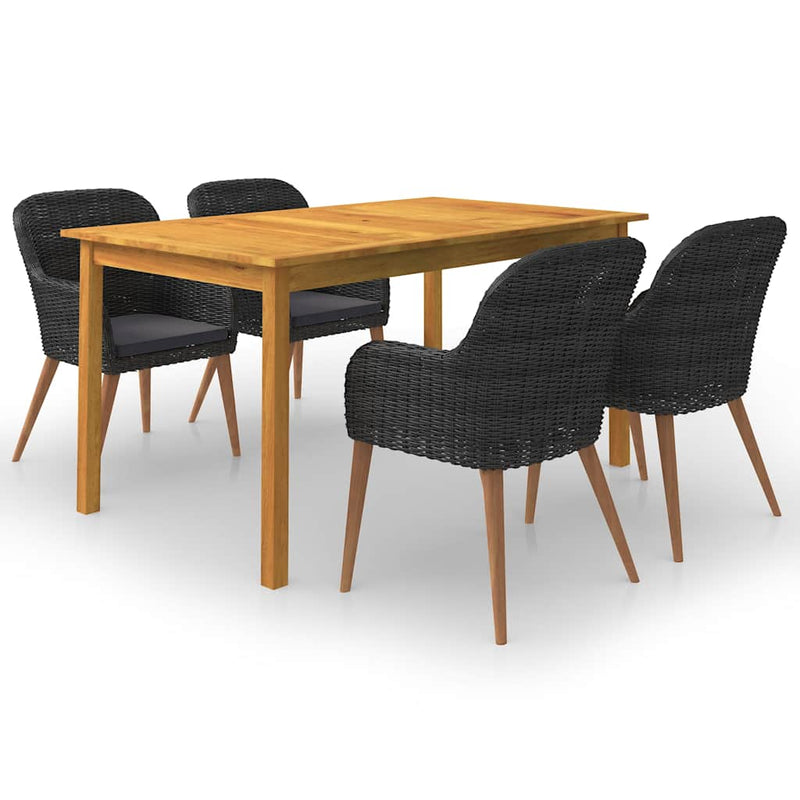 Set mobilier de grădină, 5 piese, negru