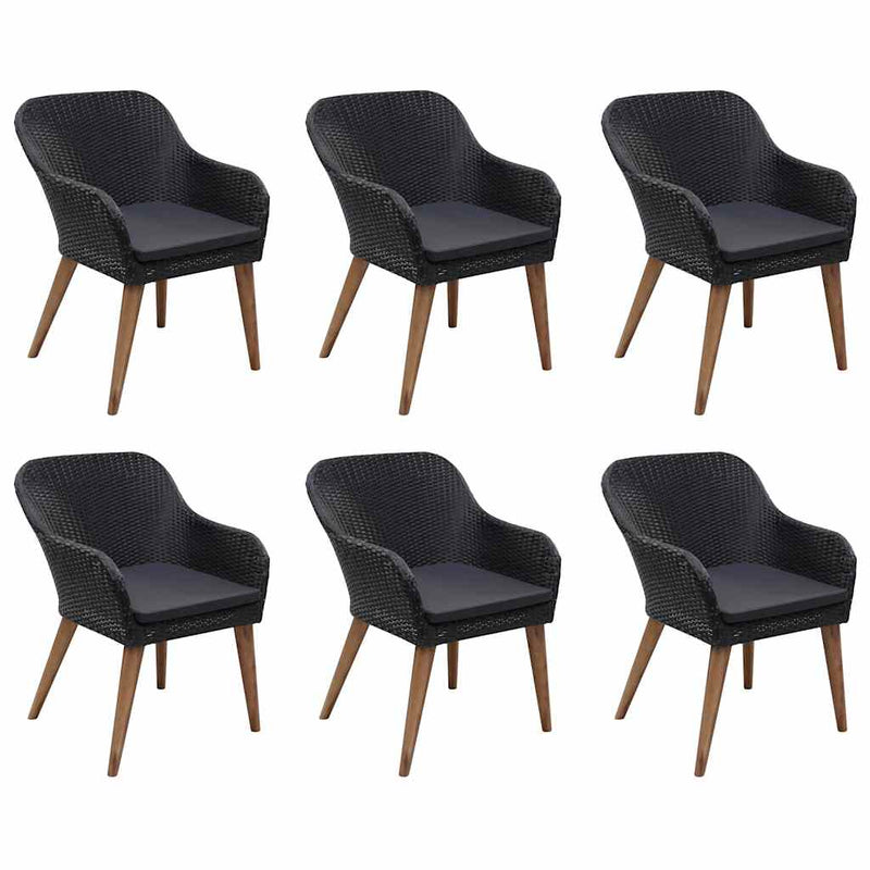 Set mobilier de grădină, 7 piese, negru