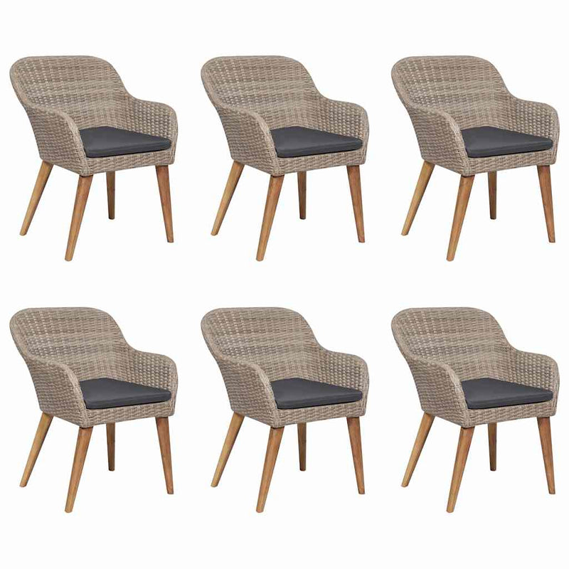 Set mobilier de grădină, 7 piese, maro