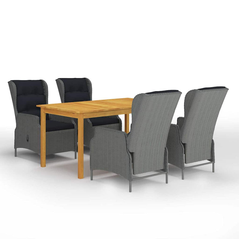 Set de masă pentru grădină, 5 piese, gri deschis