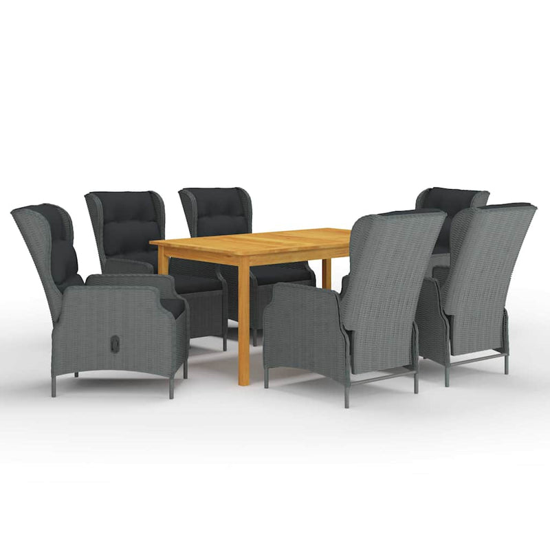 Set mobilier de grădină, 7 piese, gri deschis