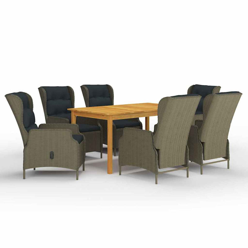 Set mobilier de grădină, 7 piese, maro