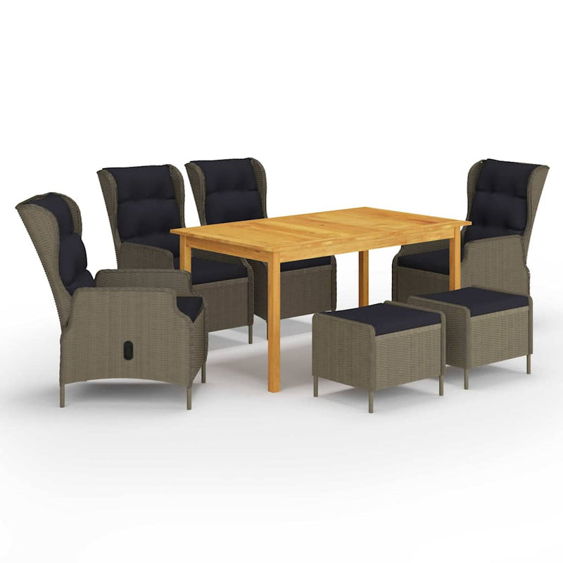 Set mobilier de grădină, 7 piese, maro