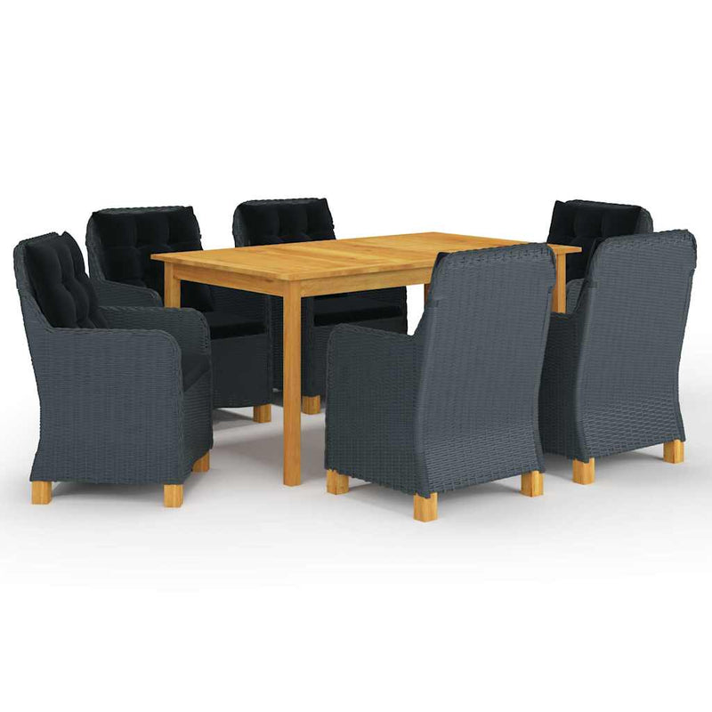 Set mobilier de grădină, 7 piese, gri închis