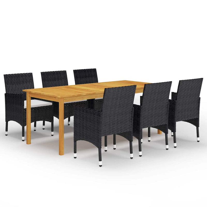 Set mobilier de grădină, 7 piese, negru