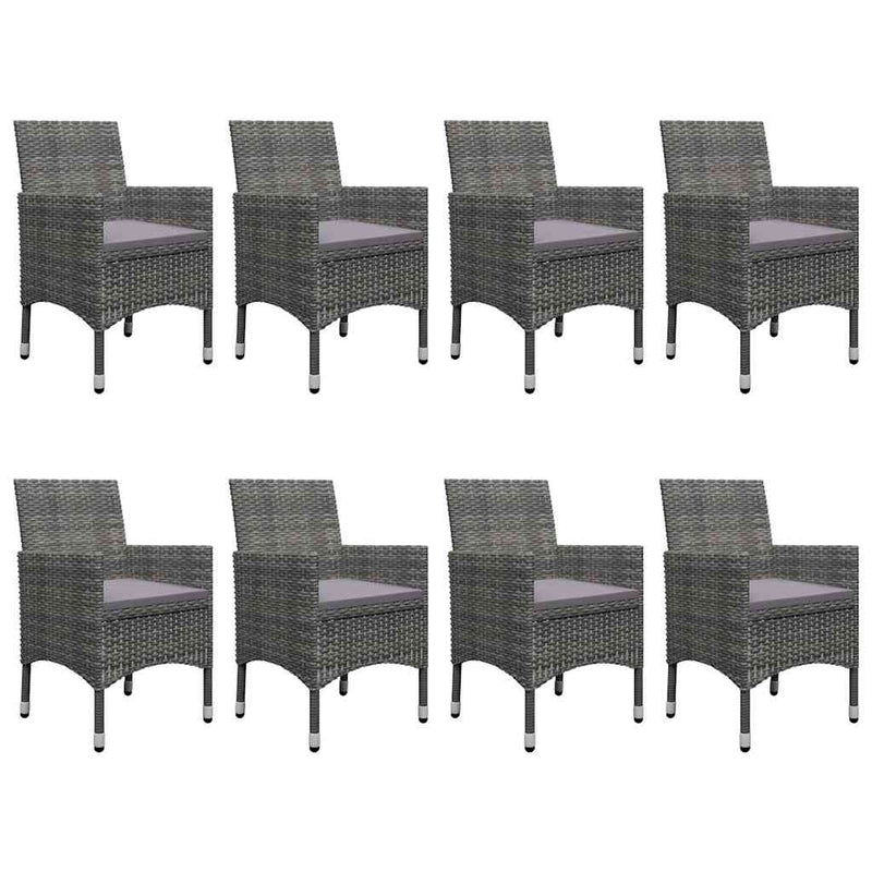 Set mobilier de grădină, 9 piese, gri