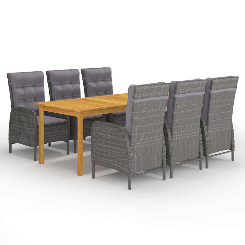 Set mobilier pentru grădină, 7 piese, gri