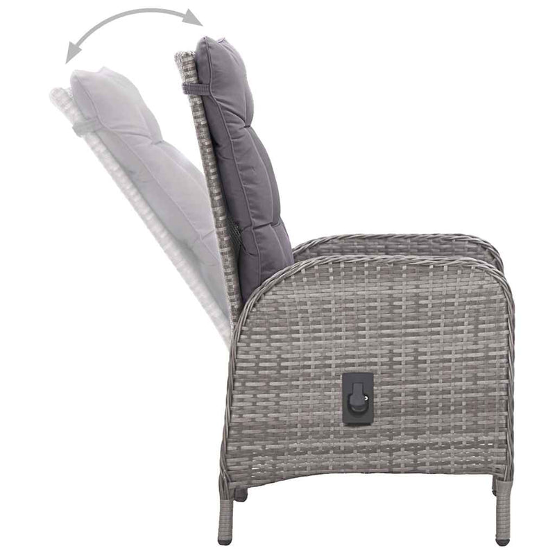 Set mobilier de grădină, 9 piese, gri