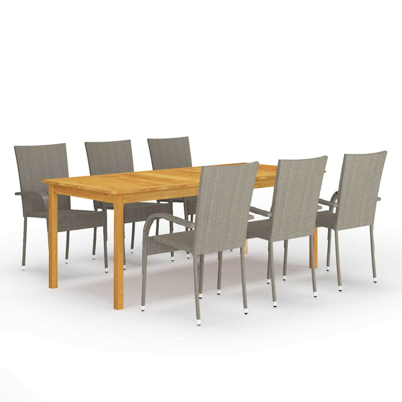 Set mobilier pentru grădină, 7 piese, gri