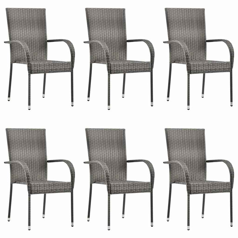 Set mobilier pentru grădină, 7 piese, gri
