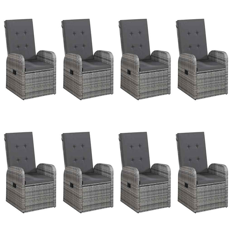 Set mobilier de grădină, 9 piese, gri