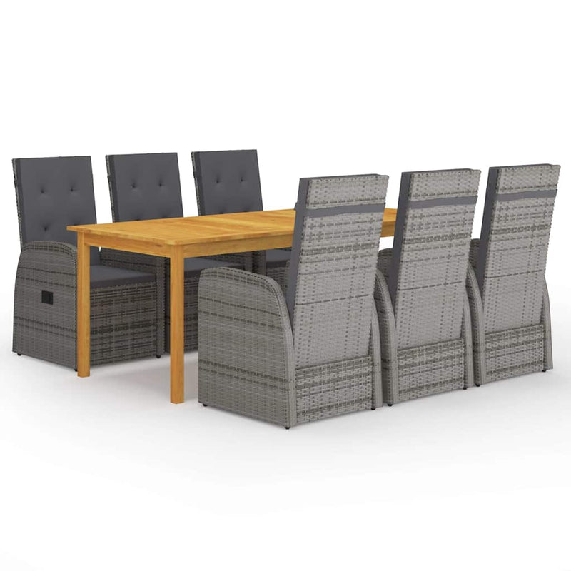 Set mobilier pentru grădină, 7 piese, gri
