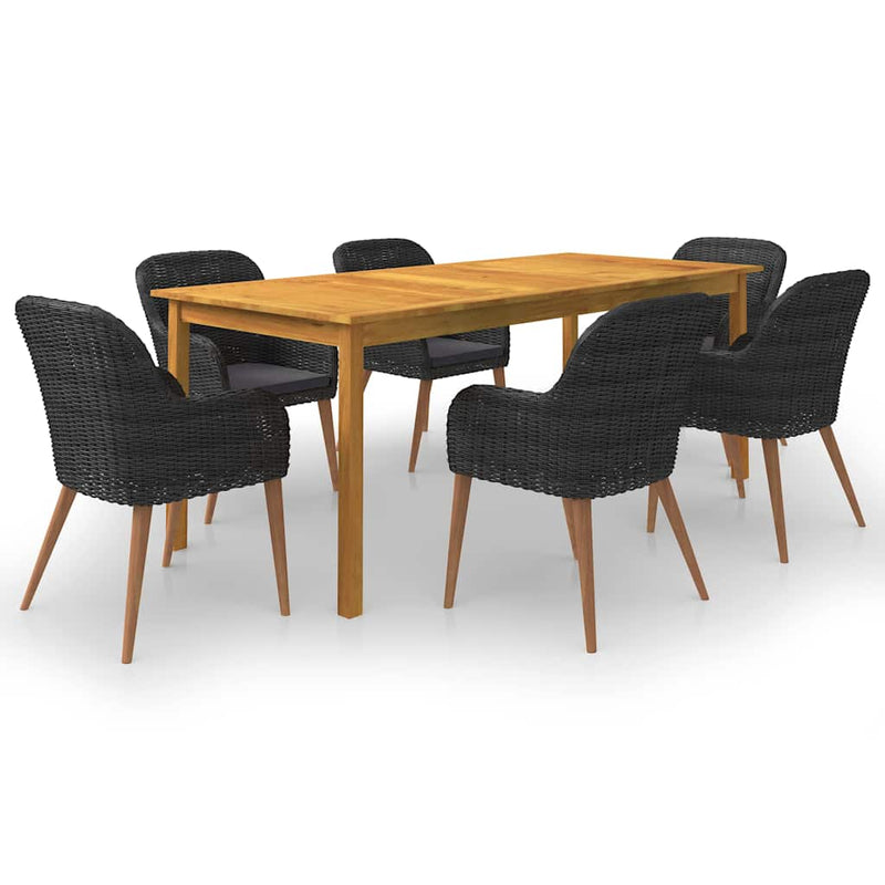 Set mobilier de grădină, 7 piese, negru