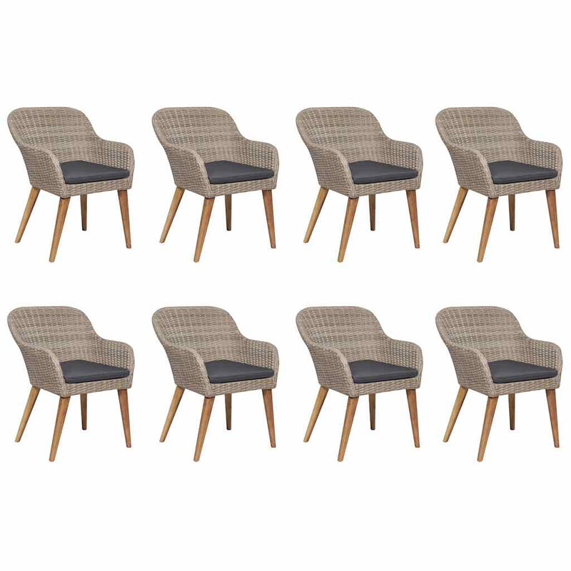 Set mobilier de grădină, 9 piese, maro