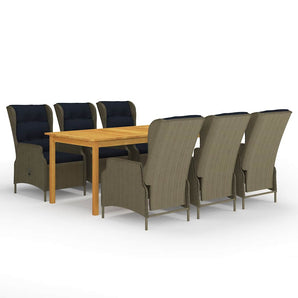 Set mobilier de grădină, 7 piese, maro