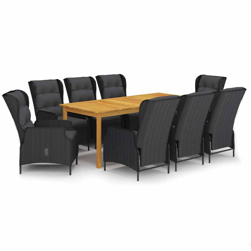Set mobilier de grădină, 9 piese, gri închis