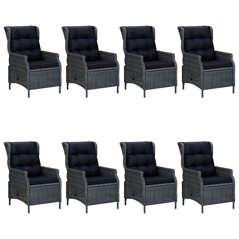 Set mobilier de grădină, 9 piese, gri închis