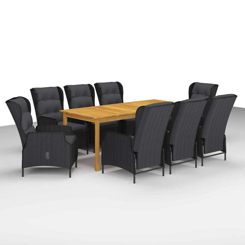 Set mobilier de grădină, 9 piese, gri închis
