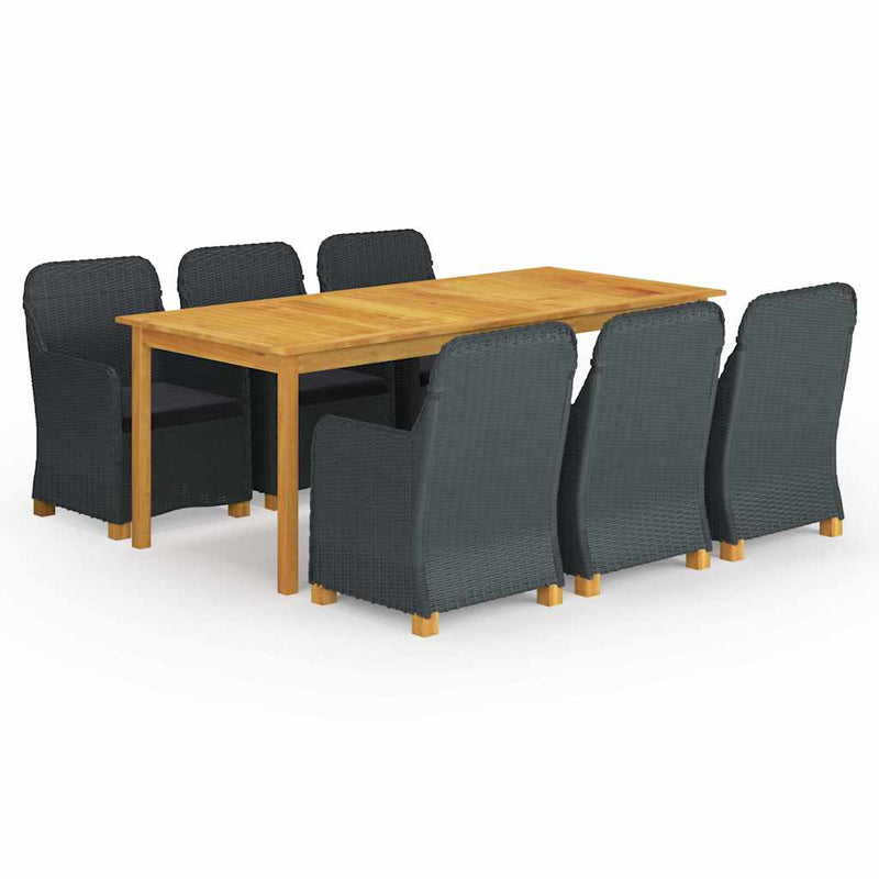Set mobilier de grădină, 7 piese, gri închis