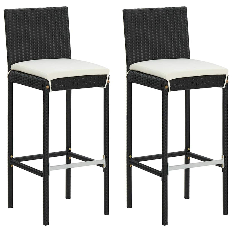 Set mobilier bar de grădină cu perne, 3 piese, negru