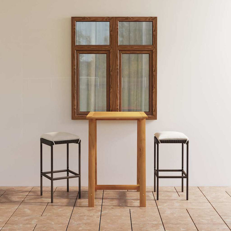 Set mobilier de bar de gradină cu perne, 3 piese, maro