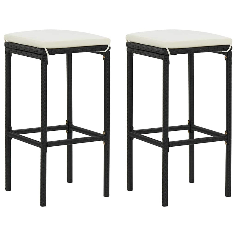Set mobilier bar de grădină cu perne, 3 piese, negru
