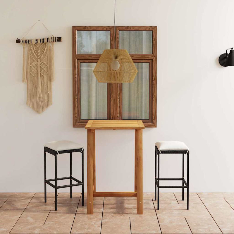 Set mobilier bar de grădină cu perne, 3 piese, negru