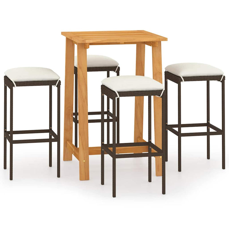 Set mobilier de bar de grădină cu perne, 5 piese, maro