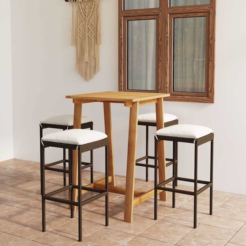 Set mobilier de bar de grădină cu perne, 5 piese, maro