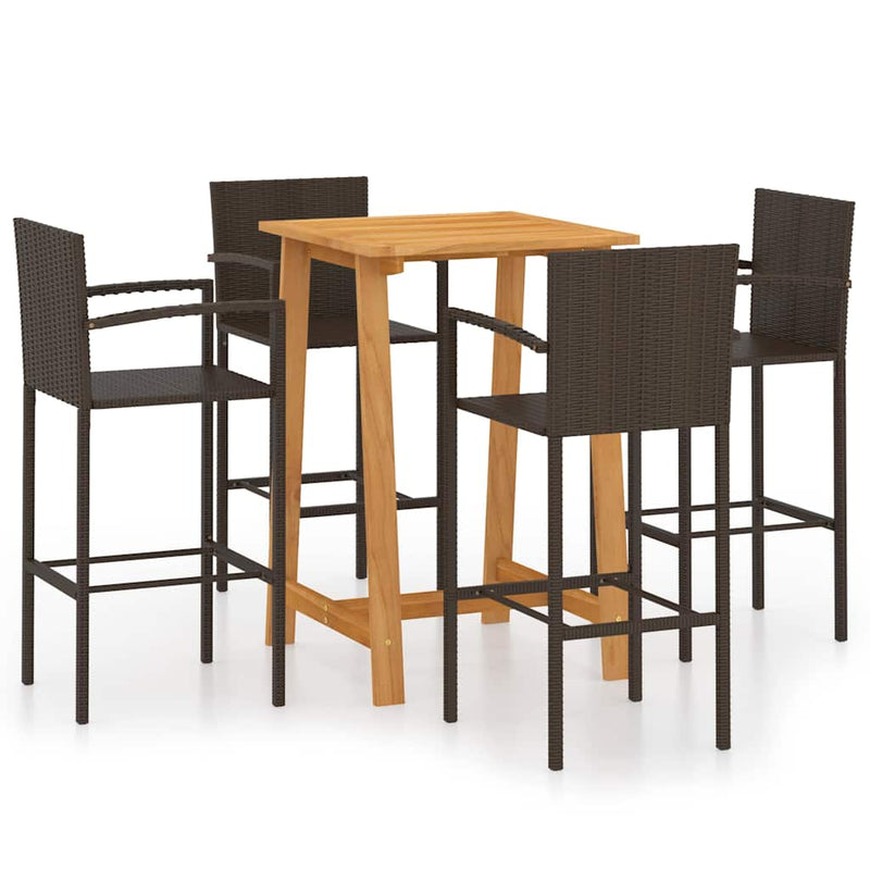Set mobilier de bar de grădină, 5 piese, maro