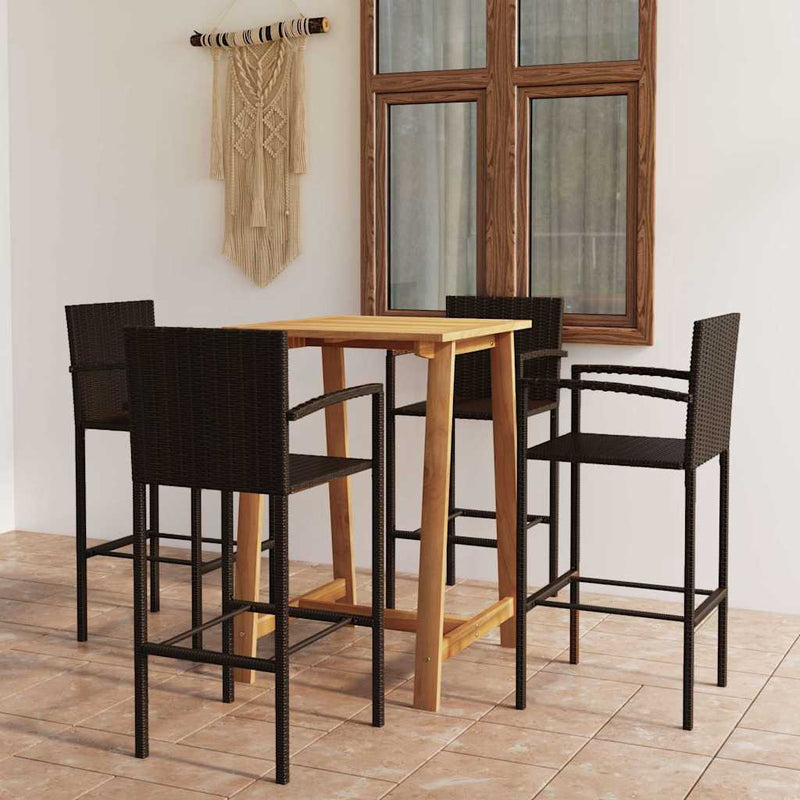 Set mobilier de bar de grădină, 5 piese, maro