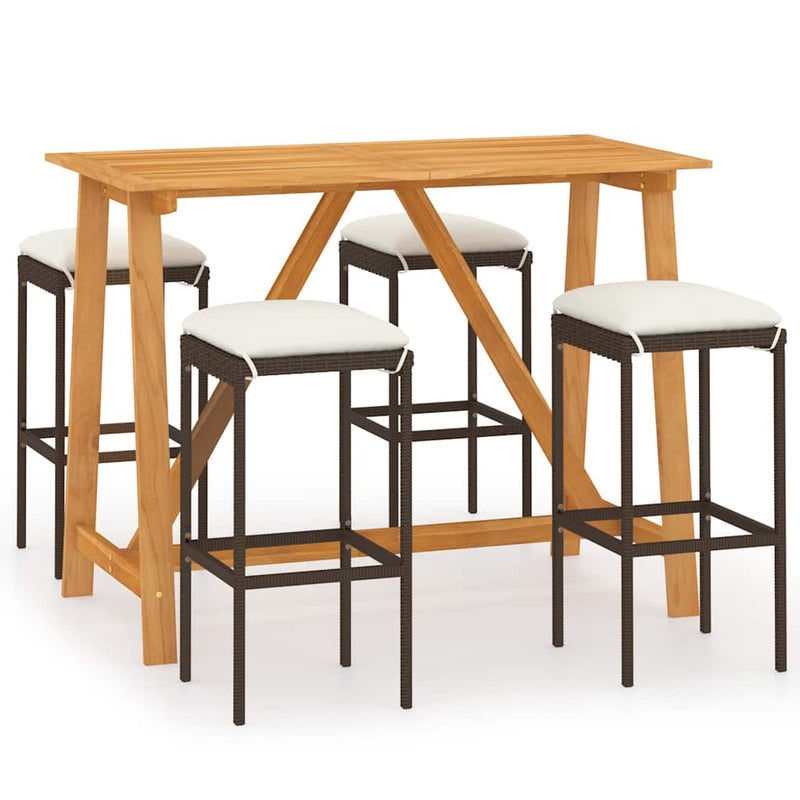 Set mobilier de bar de gradină cu perne , 5 piese , maro