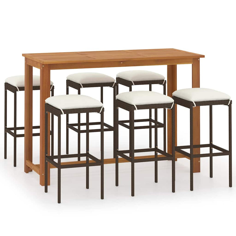 Set mobilier de bar de grădină cu perne, 7 piese, maro