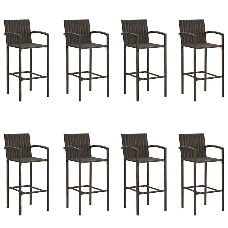 Set mobilier bar de grădină, 9 piese, maro