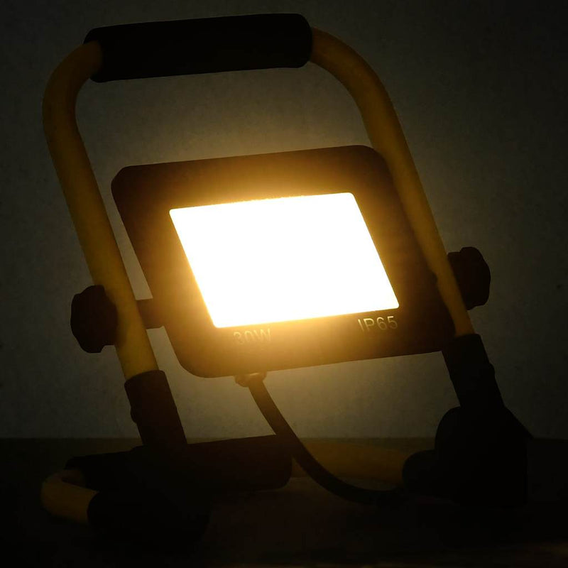 Proiector cu LED și mâner, 30 W, alb cald