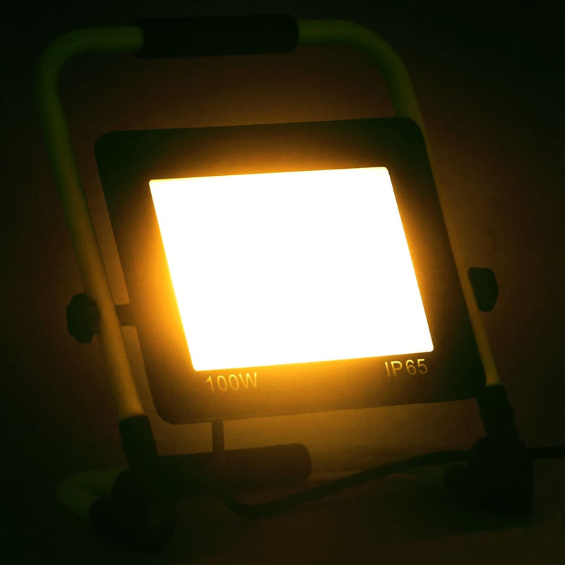 Proiector cu LED și mâner, alb cald, 100 W