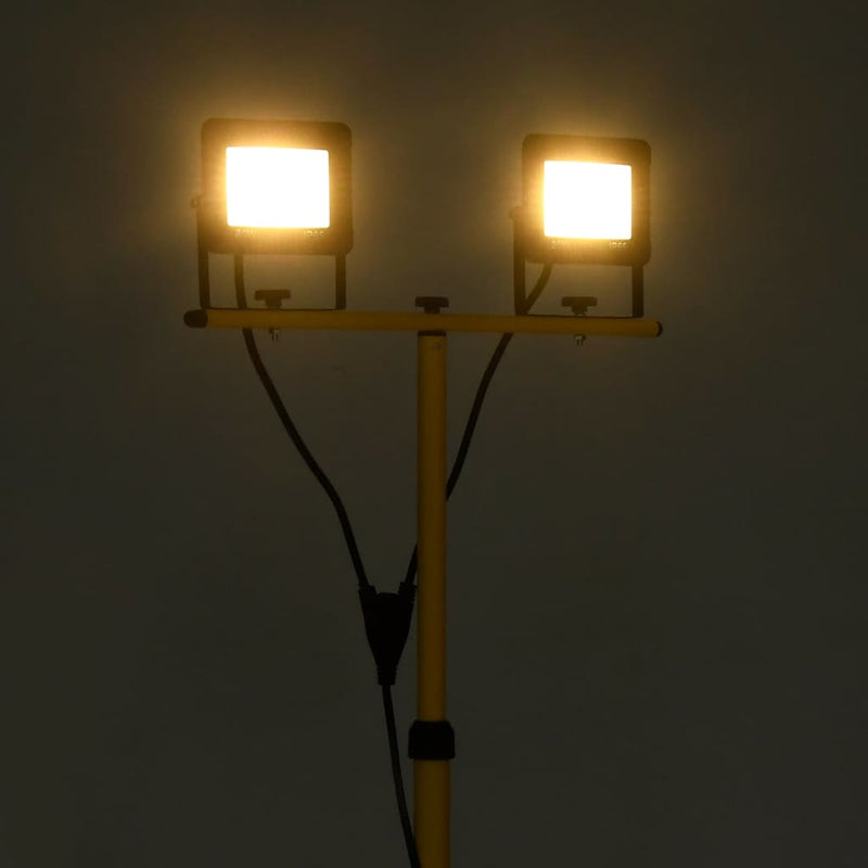 Proiector cu LED și trepied, 2x20 W, alb cald