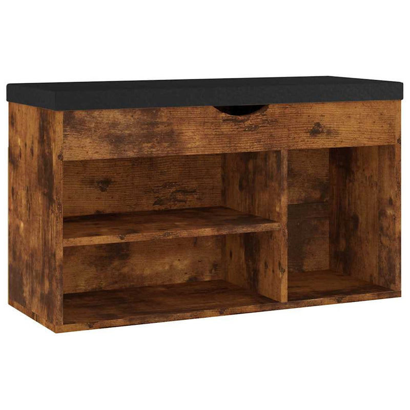 Pantofar cu pernă, stejar afumat, 80x30x47 cm, lemn prelucrat