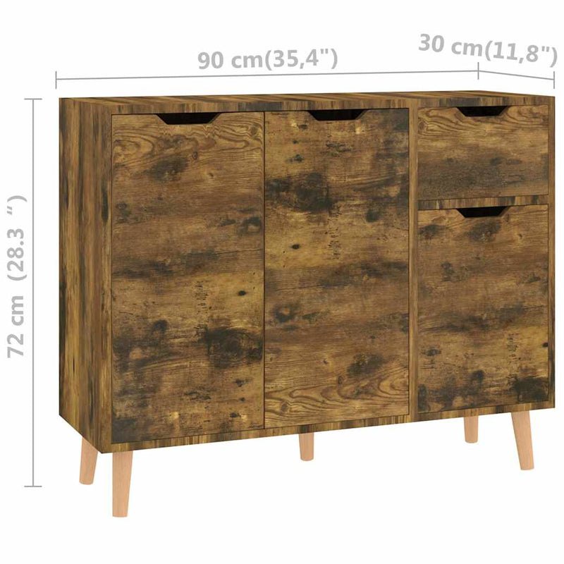 Servantă, stejar afumat, 90x30x72 cm, lemn prelucrat