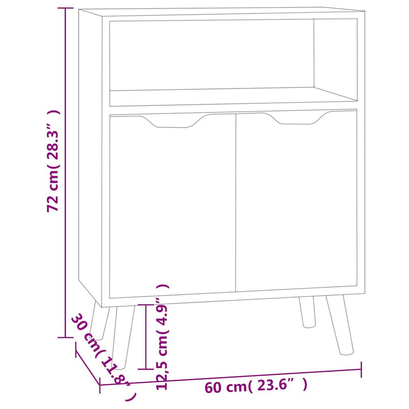 Servantă, gri beton, 60x30x72 cm, lemn prelucrat